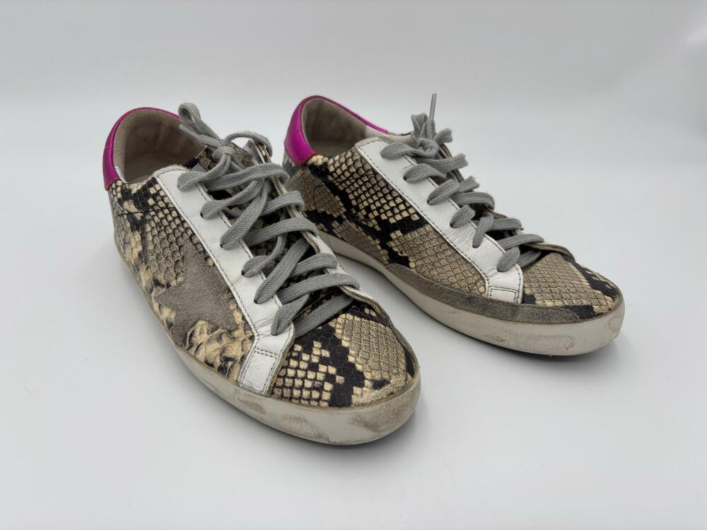 Golden Goose Deluxe Brand Shoes Womens Size 6.5 Beige Snake Superstar Low-Top